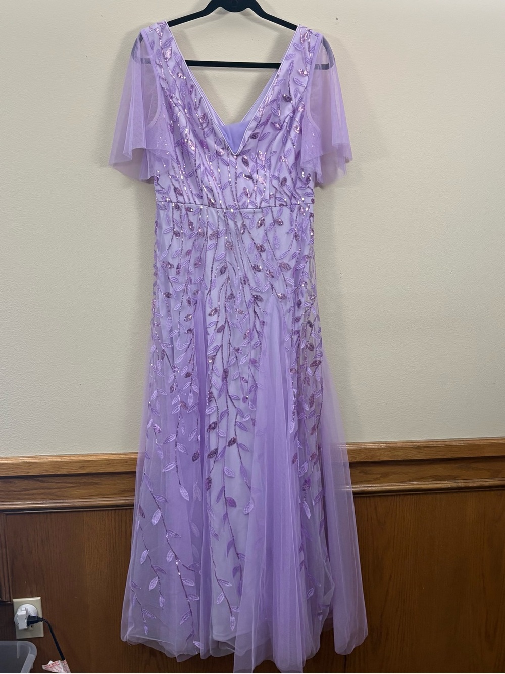 Ever-Pretty lavender butterfly-sleeve formal evening gown teen girls S purple